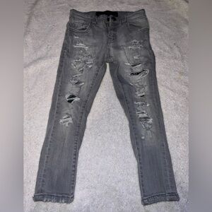 Jordan Craig Boys Kids Legacy Edition Ripped Skinny Jeans | Size 6 | Gray |